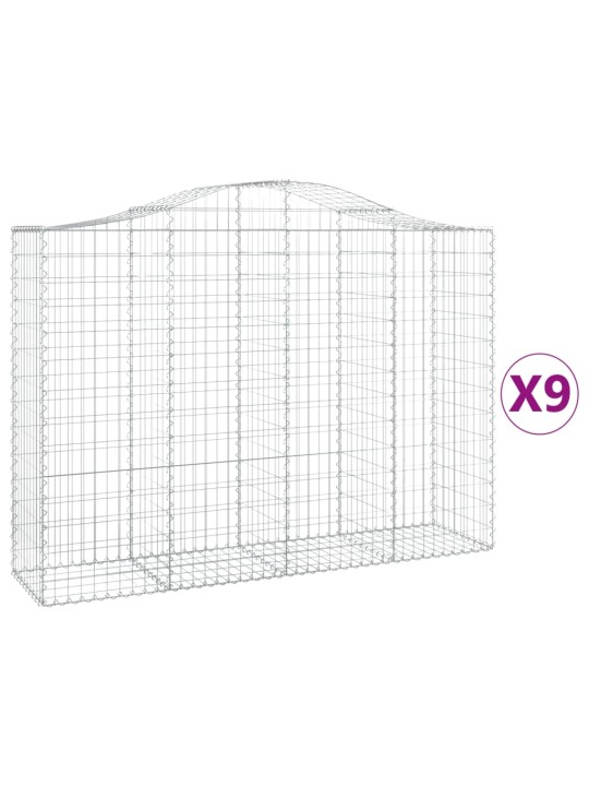 Klenuté gabionové koše 9 ks 200x50x140/160cm pozinkované železo