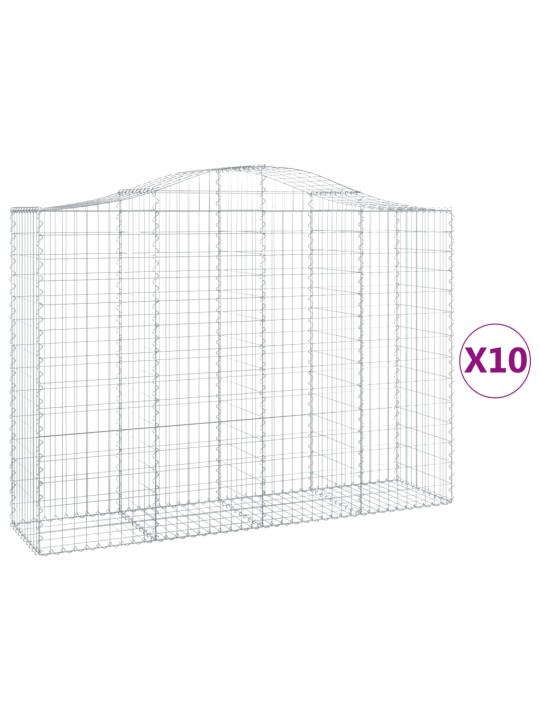 Klenuté gabionové koše 10ks 200x50x140/160cm pozinkované železo