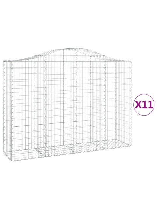 Klenuté gabionové koše 11ks 200x50x140/160cm pozinkované železo