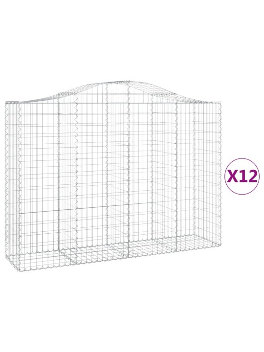 Klenuté gabionové koše 12ks 200x50x140/160cm pozinkované železo
