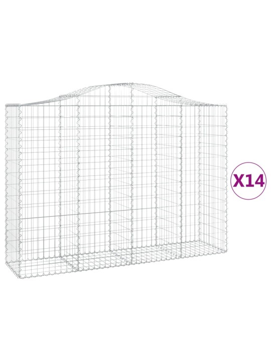 Klenuté gabionové koše 14ks 200x50x140/160cm pozinkované železo