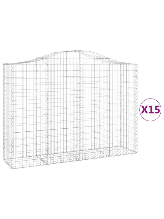 Klenuté gabionové koše 15ks 200x50x140/160cm pozinkované železo