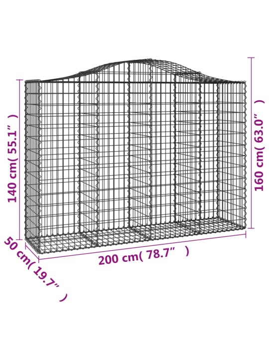 Klenuté gabionové koše 15ks 200x50x140/160cm pozinkované železo