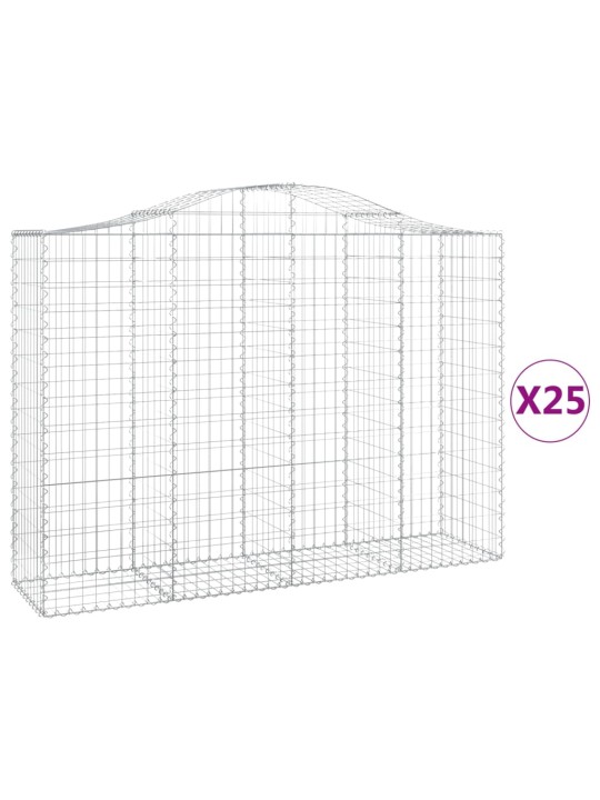 Klenuté gabionové koše 25ks 200x50x140/160cm pozinkované železo
