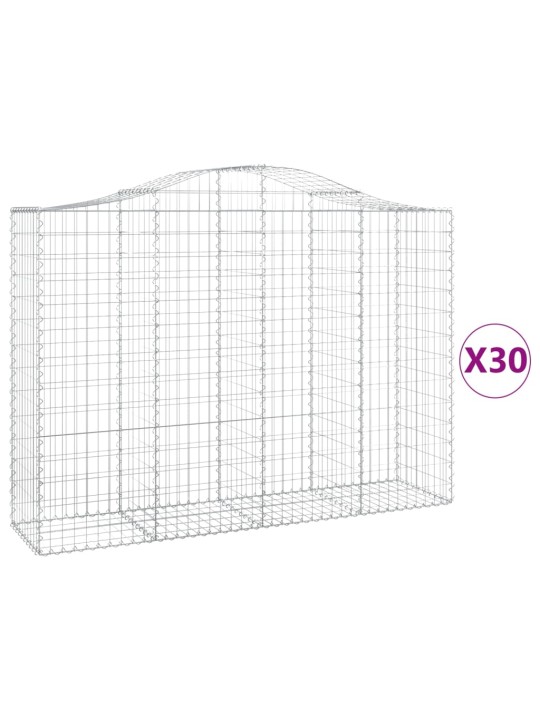Klenuté gabionové koše 30ks 200x50x140/160cm pozinkované železo