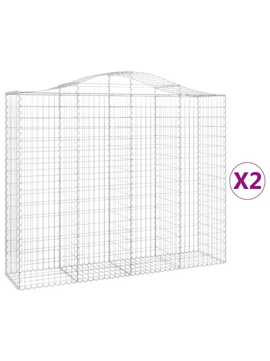 Klenuté gabionové koše 2 ks 200x50x160/180cm pozinkované železo