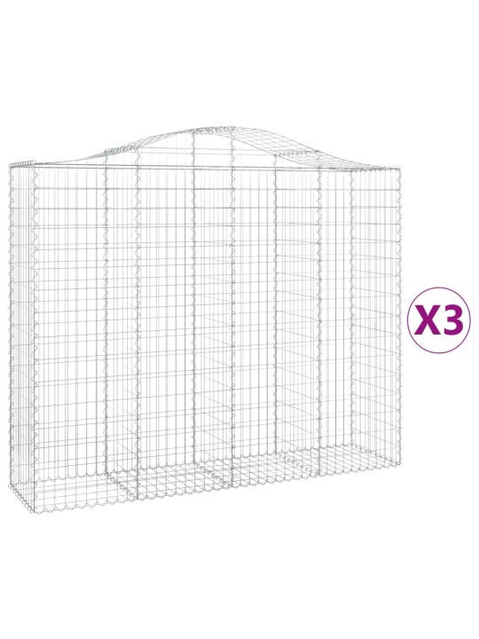 Klenuté gabionové koše 3 ks 200x50x160/180cm pozinkované železo