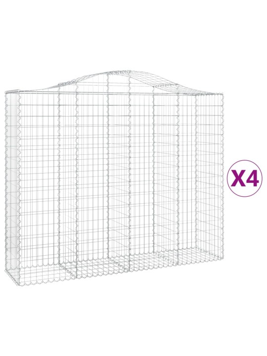 Klenuté gabionové koše 4 ks 200x50x160/180cm pozinkované železo