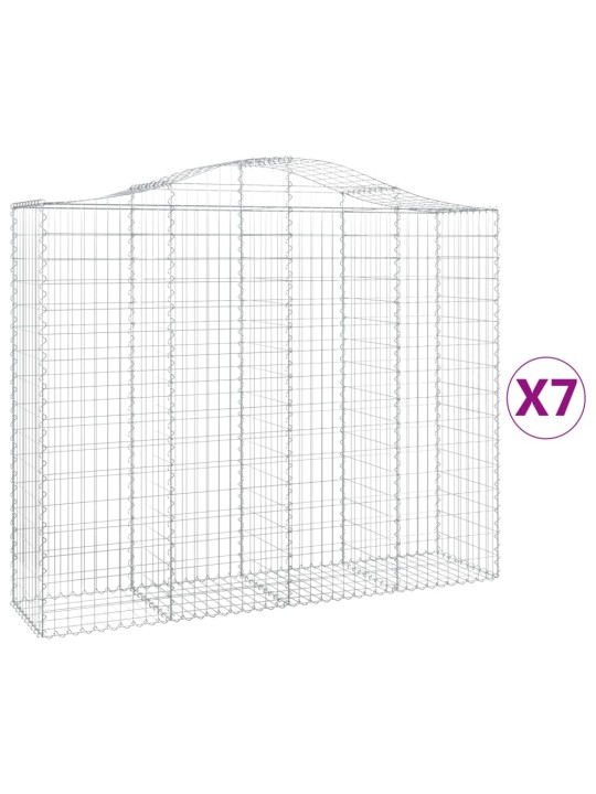 Klenuté gabionové koše 7 ks 200x50x160/180cm pozinkované železo