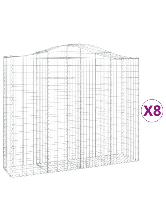 Klenuté gabionové koše 8 ks 200x50x160/180cm pozinkované železo
