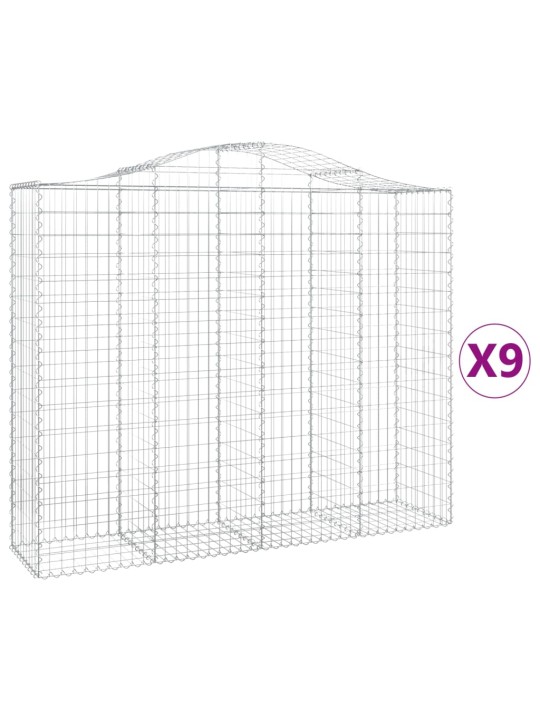 Klenuté gabionové koše 9 ks 200x50x160/180cm pozinkované železo