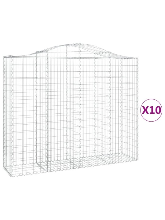 Klenuté gabionové koše 10ks 200x50x160/180cm pozinkované železo