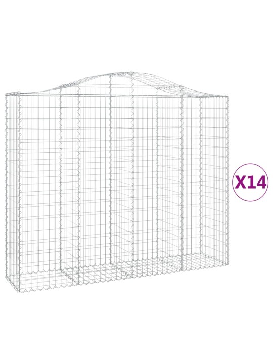 Klenuté gabionové koše 14ks 200x50x160/180cm pozinkované železo