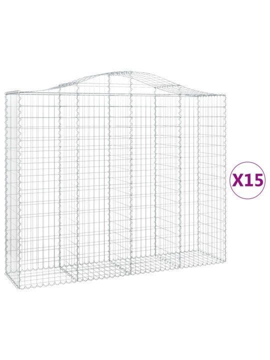 Klenuté gabionové koše 15ks 200x50x160/180cm pozinkované železo