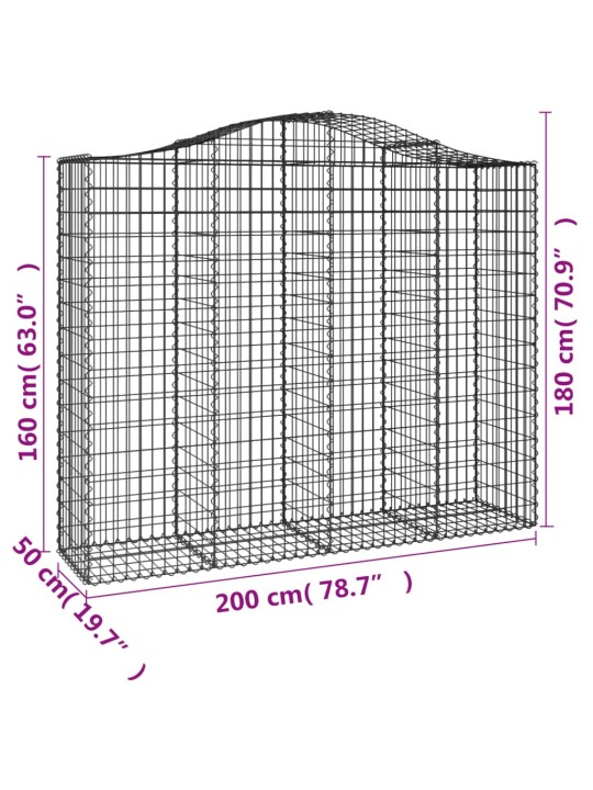 Klenuté gabionové koše 15ks 200x50x160/180cm pozinkované železo