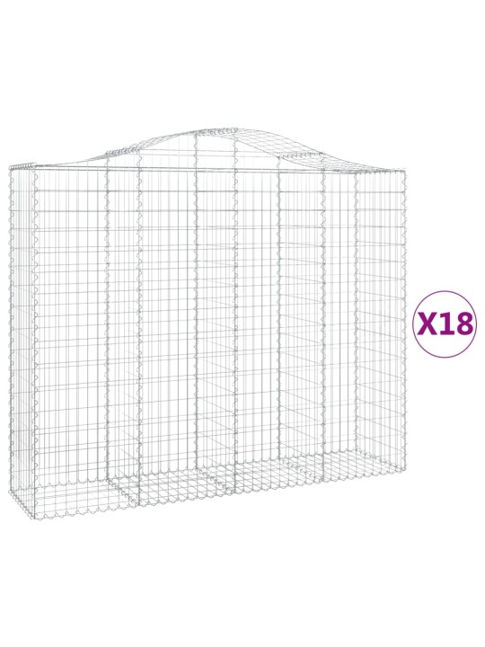 Klenuté gabionové koše 18ks 200x50x160/180cm pozinkované železo