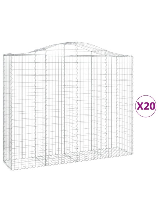 Klenuté gabionové koše 20ks 200x50x160/180cm pozinkované železo