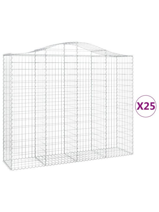 Klenuté gabionové koše 25ks 200x50x160/180cm pozinkované železo