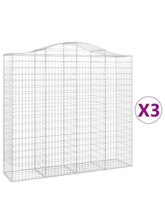 Klenuté gabionové koše 3 ks 200x50x180/200cm pozinkované železo