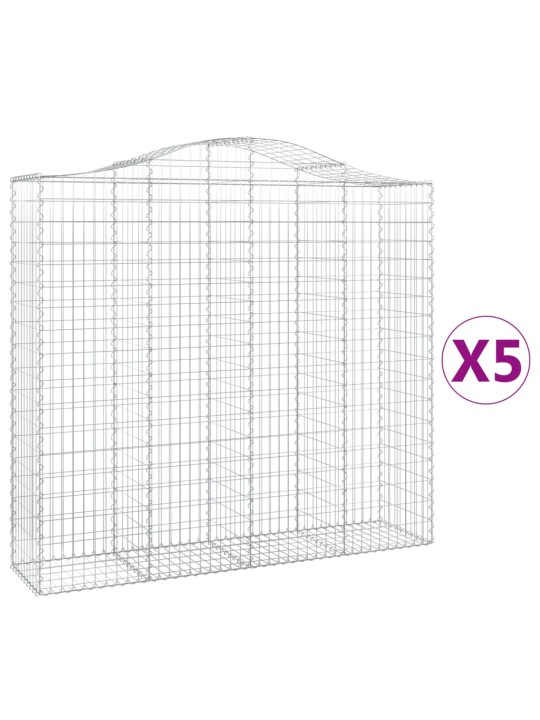 Klenuté gabionové koše 5 ks 200x50x180/200cm pozinkované železo