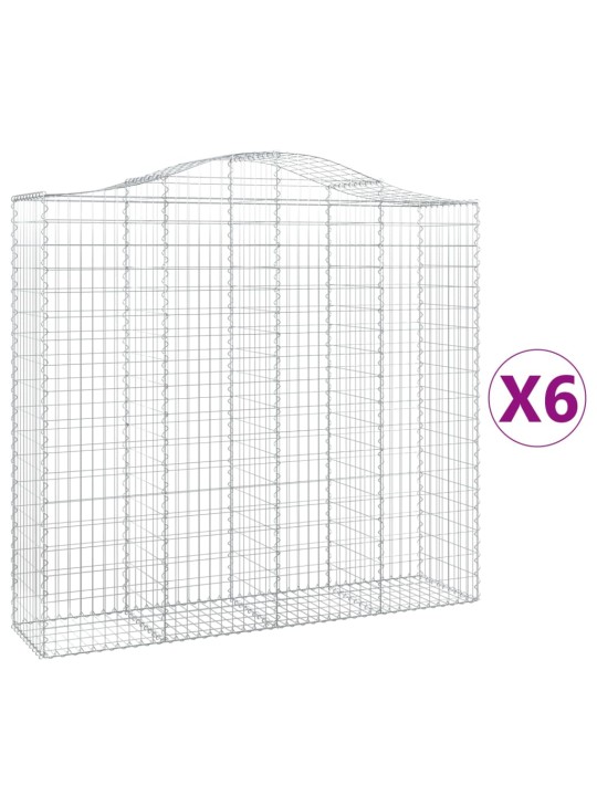 Klenuté gabionové koše 6 ks 200x50x180/200cm pozinkované železo