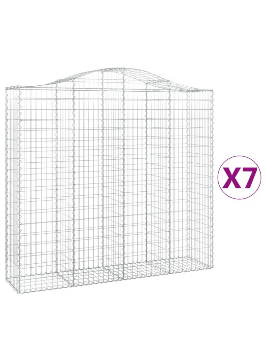 Klenuté gabionové koše 7 ks 200x50x180/200cm pozinkované železo
