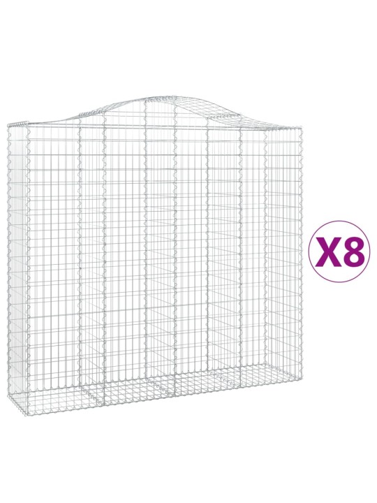 Klenuté gabionové koše 8 ks 200x50x180/200cm pozinkované železo