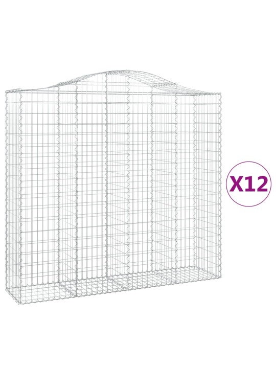 Klenuté gabionové koše 12ks 200x50x180/200cm pozinkované železo