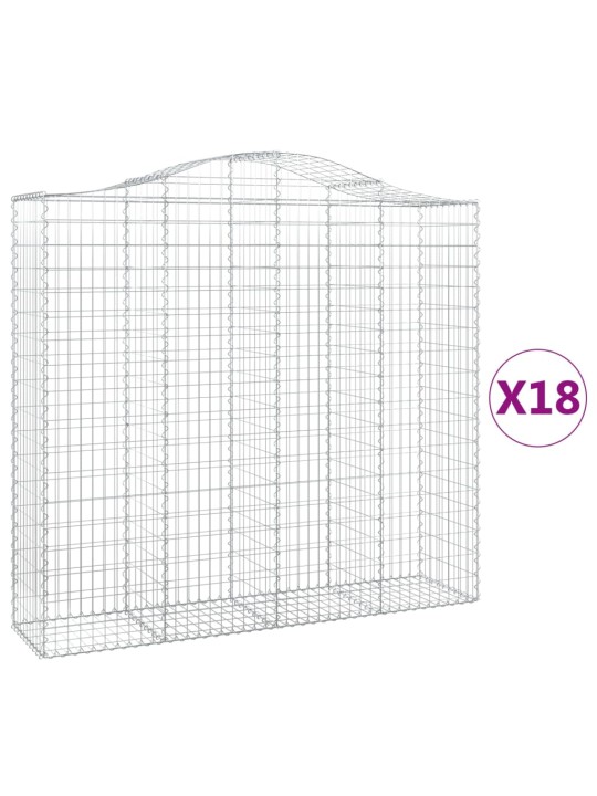 Klenuté gabionové koše 18ks 200x50x180/200cm pozinkované železo