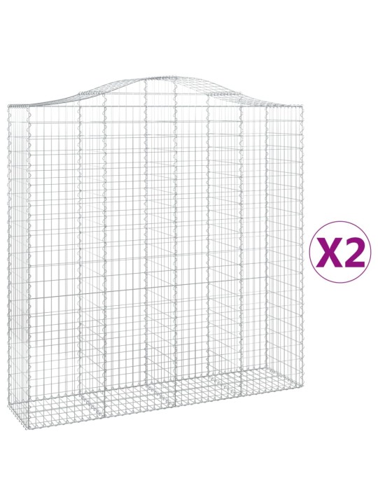 Klenuté gabionové koše 2 ks 200x50x200/220cm pozinkované železo