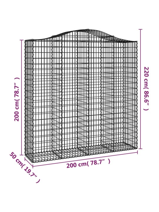 Klenuté gabionové koše 2 ks 200x50x200/220cm pozinkované železo