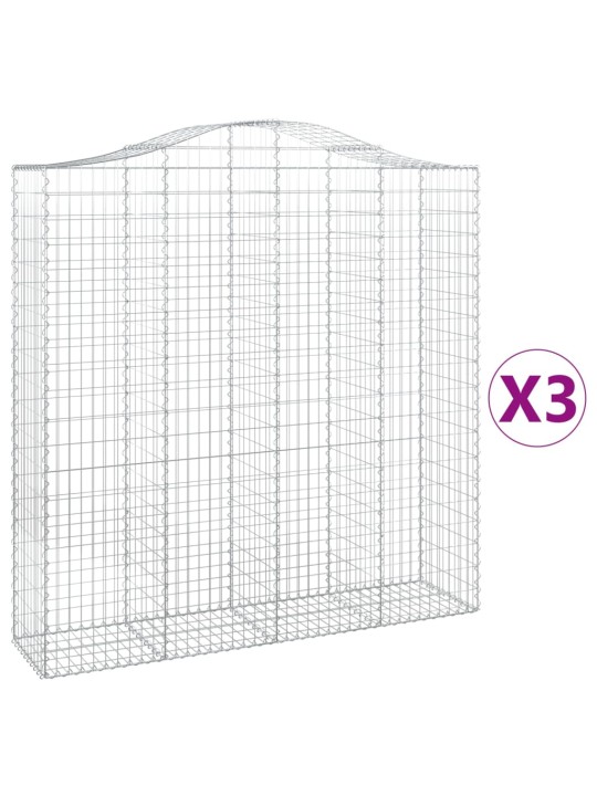Klenuté gabionové koše 3 ks 200x50x200/220cm pozinkované železo