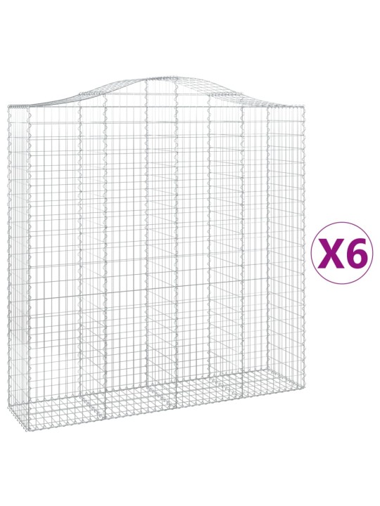 Klenuté gabionové koše 6 ks 200x50x200/220cm pozinkované železo