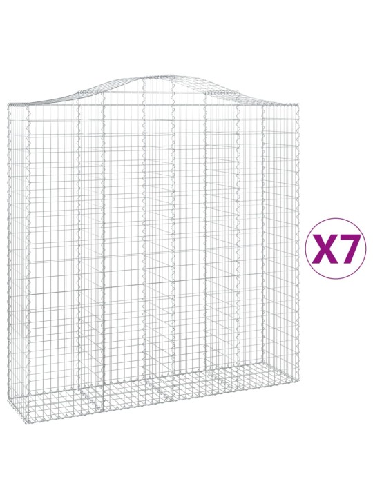 Klenuté gabionové koše 7 ks 200x50x200/220cm pozinkované železo