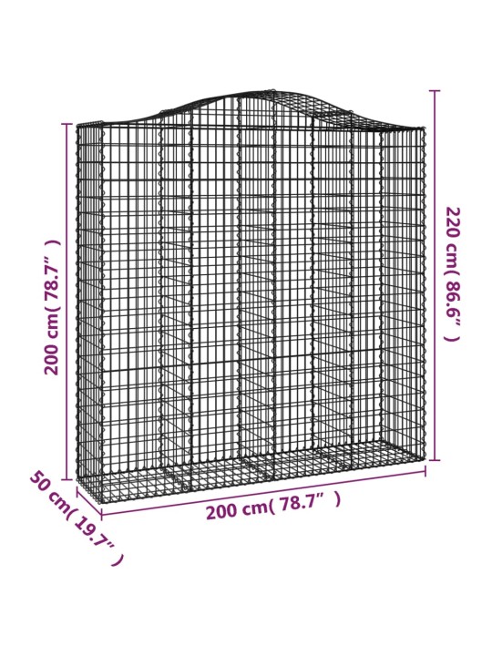 Klenuté gabionové koše 8 ks 200x50x200/220cm pozinkované železo