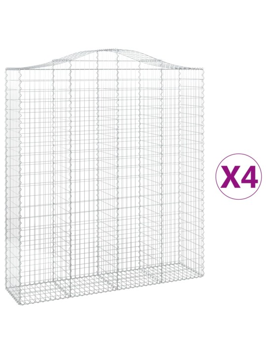 Klenuté gabionové koše 4 ks 200x50x220/240cm pozinkované železo