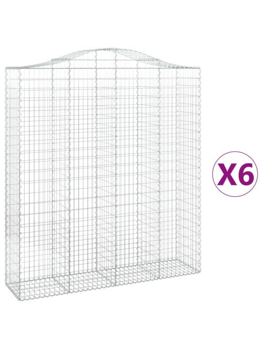 Klenuté gabionové koše 6 ks 200x50x220/240cm pozinkované železo