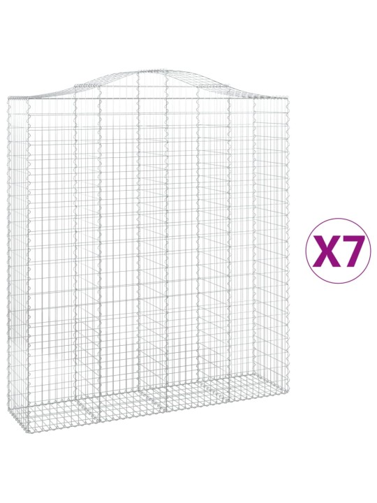 Klenuté gabionové koše 7 ks 200x50x220/240cm pozinkované železo