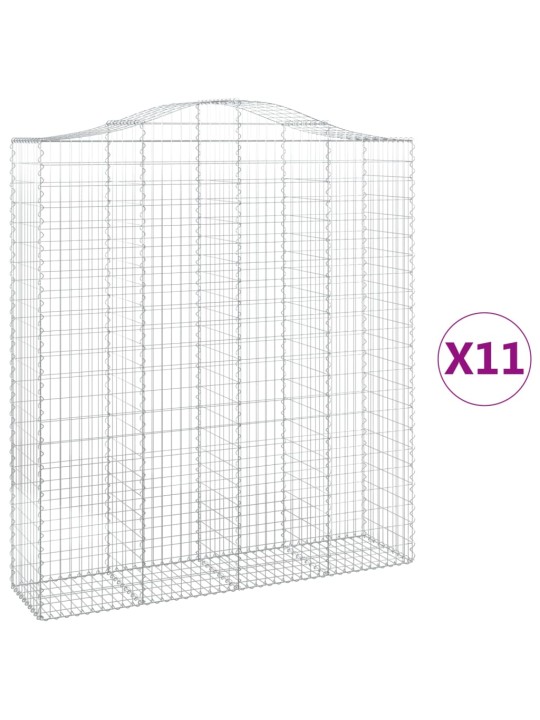 Klenuté gabionové koše 11ks 200x50x220/240cm pozinkované železo