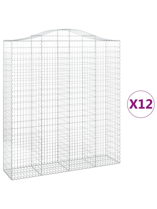 Klenuté gabionové koše 12ks 200x50x220/240cm pozinkované železo