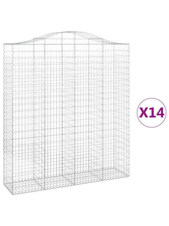 Klenuté gabionové koše 14ks 200x50x220/240cm pozinkované železo