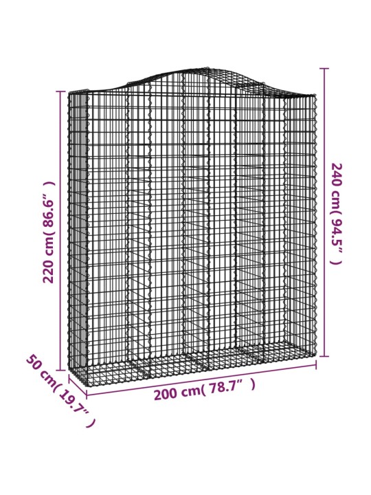 Klenuté gabionové koše 14ks 200x50x220/240cm pozinkované železo