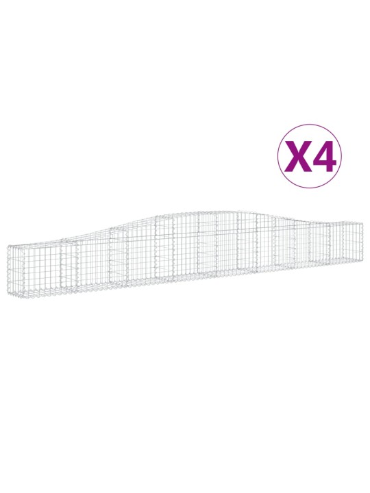 Klenuté gabionové koše 4 ks 400x30x40/60 cm pozinkované železo