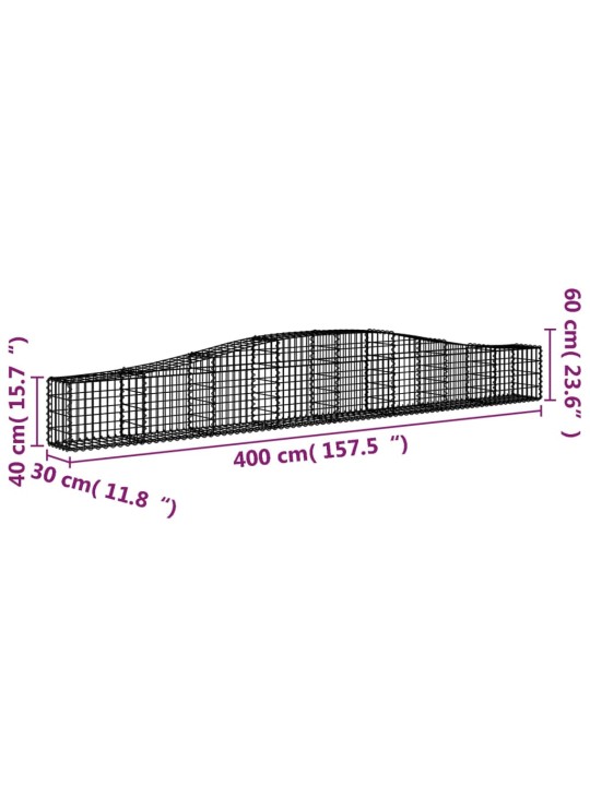 Klenuté gabionové koše 10 ks 400x30x40/60 cm pozinkované železo
