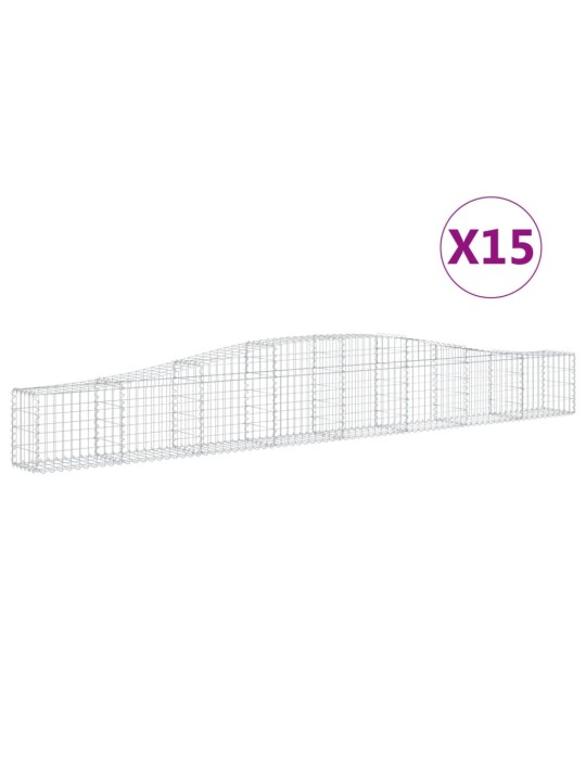 Klenuté gabionové koše 15 ks 400x30x40/60 cm pozinkované železo