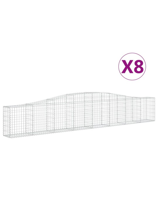 Klenuté gabionové koše 8 ks 400x30x60/80 cm pozinkované železo