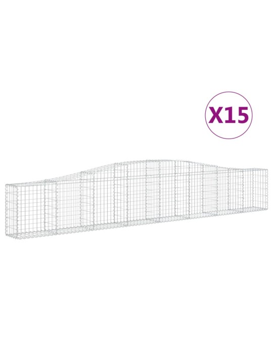 Klenuté gabionové koše 15 ks 400x30x60/80 cm pozinkované železo
