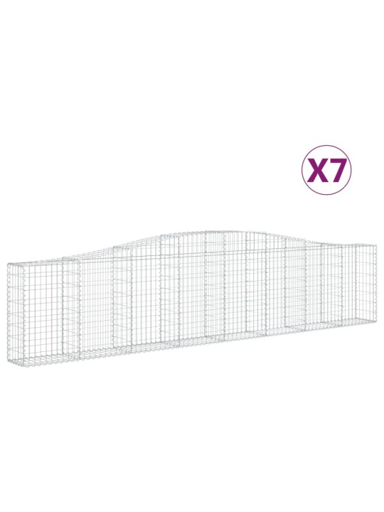 Klenuté gabionové koše 7 ks 400x30x80/100 cm pozinkované železo