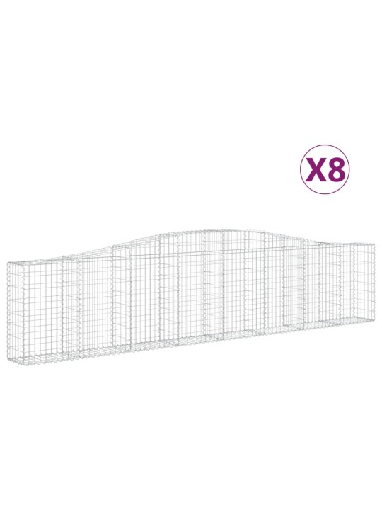 Klenuté gabionové koše 8 ks 400x30x80/100 cm pozinkované železo