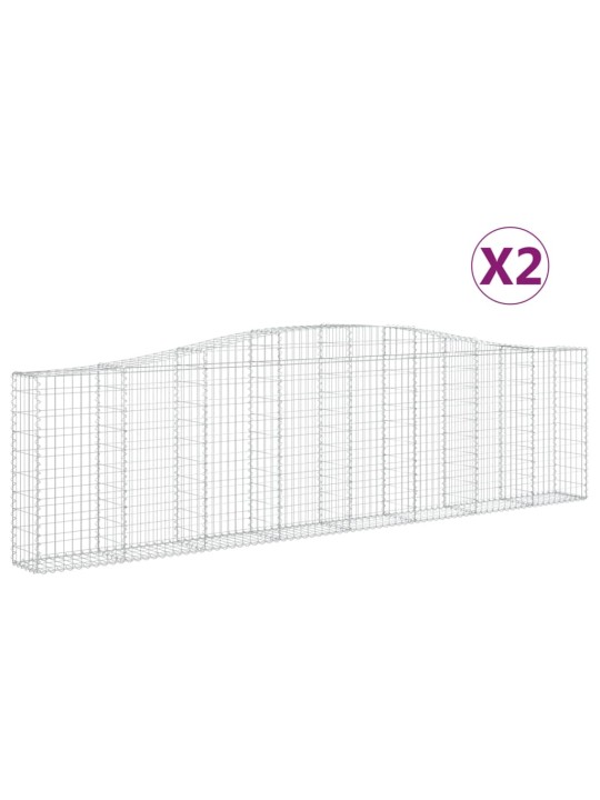 Klenuté gabionové koše 2 ks 400x30x100/120cm pozinkované železo